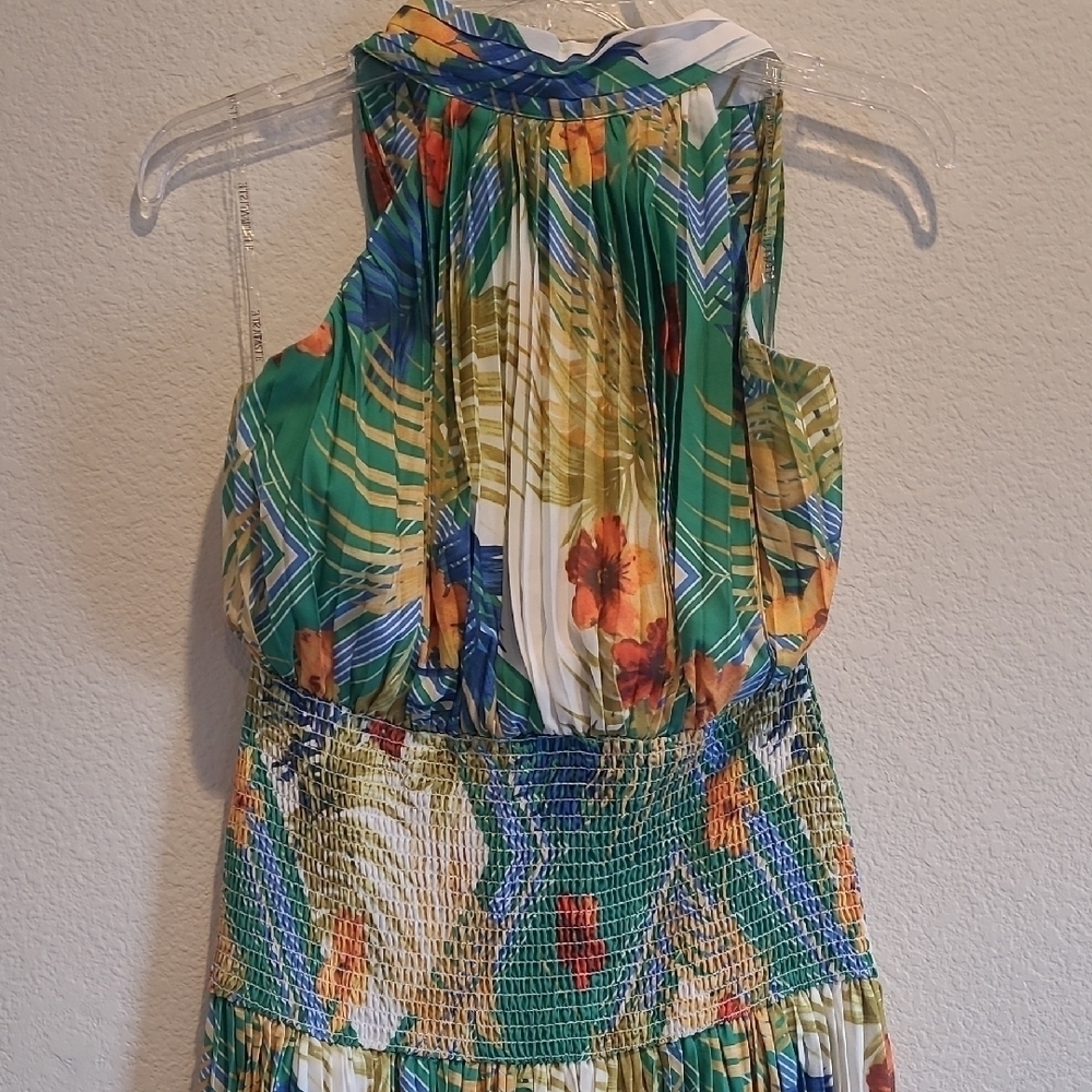L'atiste Floral Multicolor Pleated Tie  Maxi Dress Size M - Picture 9 of 14
